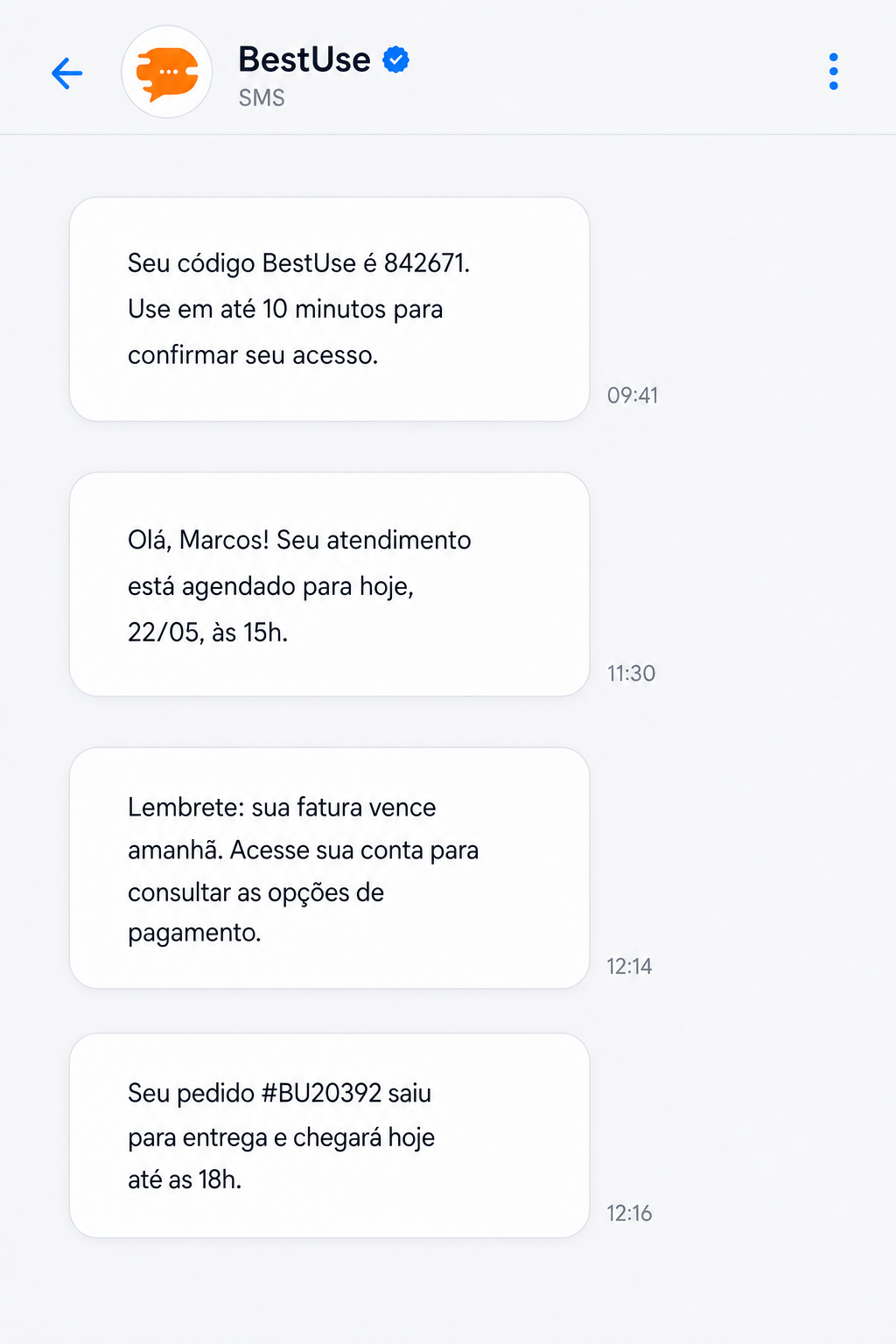 Experiência de SMS da BestUse